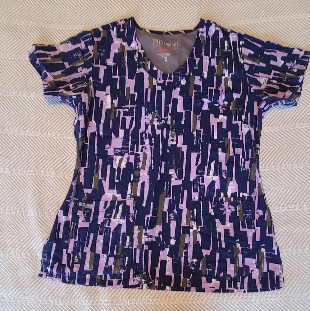 Signature Grey's Anatomy Navy & Purple Scrub Top